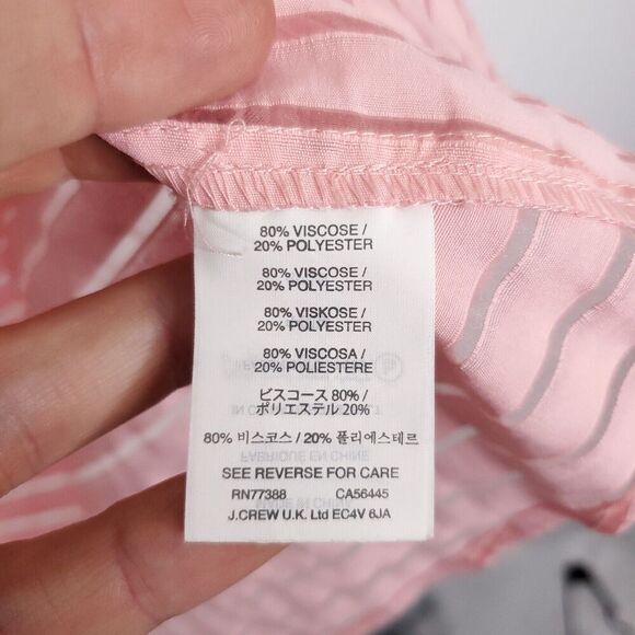 J Crew Top Womens 12 Sheer Stripes Popover Pink Zip Back Boxy Short Sleeve - Picture 5 of 10